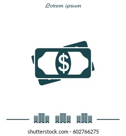 Flat icon of money vector icon