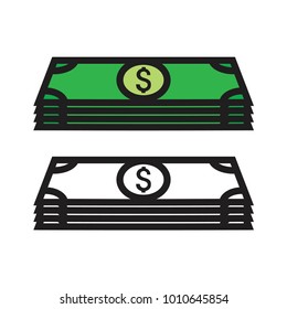 Flat icon of money vector icon dollar