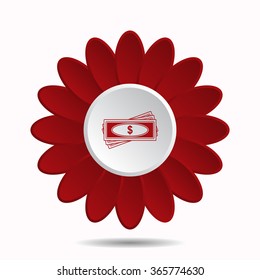 Flat icon of money icon, vector illustration. Modern design. Flat design style, flower icon