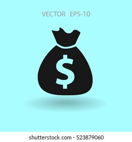 Icono plano del dinero. ilustración vectorial