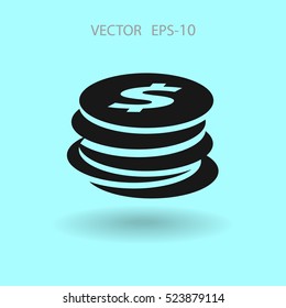 Flat icon of money. vector illustration