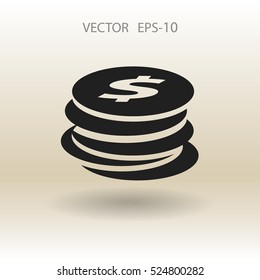 Flat icon of money. vector illustration
