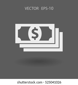 Flat icon of money. vector illustration