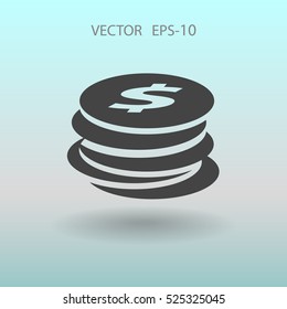 Icono plano del dinero. ilustración vectorial