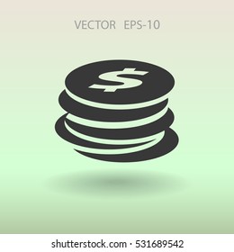 Icono plano del dinero. ilustración vectorial