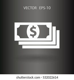 Icono plano del dinero. ilustración vectorial