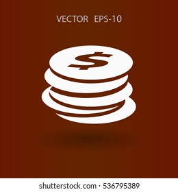 Ícone plano de money. ilustração vetorial