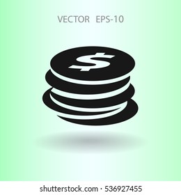 Flat icon of money. vector illustration