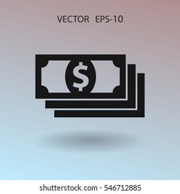 Icono plano del dinero. ilustración vectorial