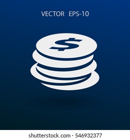 Icono plano del dinero. ilustración vectorial