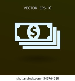Icono plano del dinero. ilustración vectorial
