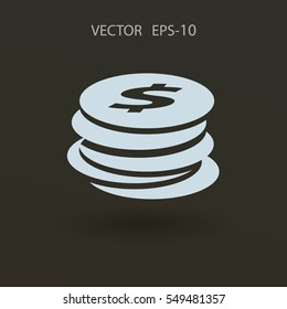 Icono plano del dinero. ilustración vectorial