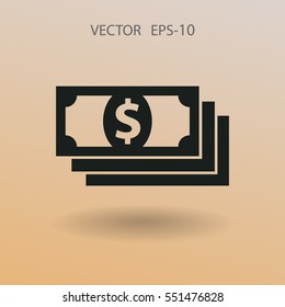 Flat icon of money. vector illustration