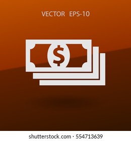 Flat icon of money. vector illustration