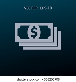 Icono plano del dinero. ilustración vectorial