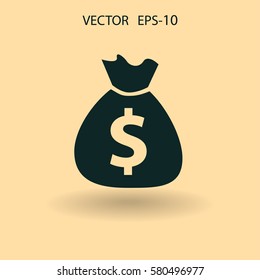 Icono plano del dinero. ilustración vectorial
