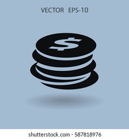 Flat icon of money. vector illustration