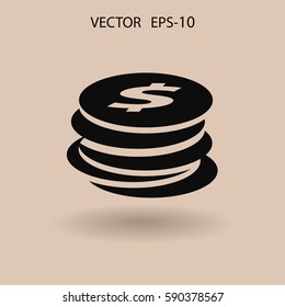 Flat icon of money. vector illustration