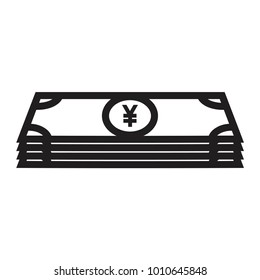Flat icon of money vector icon yen