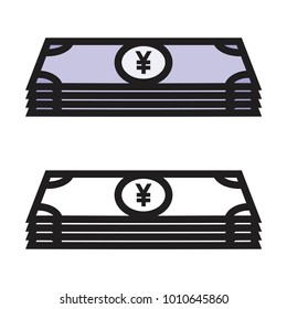 Flat icon of money vector icon yen