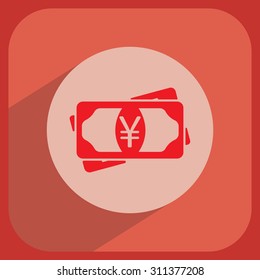 Flat icon of money (yuan, yen) vector icon