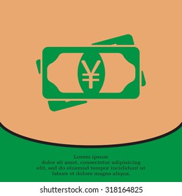 Flat icon of money (yuan, yen) vector icon