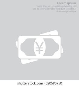 Flat icon of money (yuan, yen) vector icon