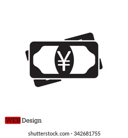 Flat icon of money (yuan, yen) vector icon
