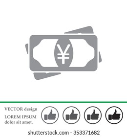 Flat icon of money (yuan, yen) vector icon