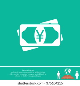 Flat icon of money (yuan, yen) vector icon