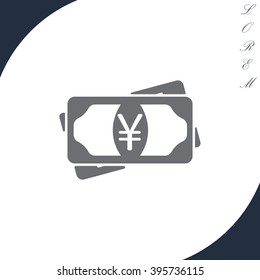 Flat icon of money (yuan, yen) vector icon