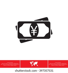 Flat icon of money (yuan, yen) vector icon