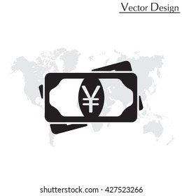 Flat icon of money (yuan, yen) vector icon