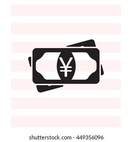 Flat icon of money (yuan, yen) vector icon