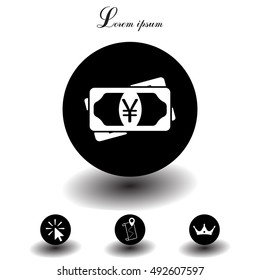 Flat icon of money (yuan, yen) vector icon