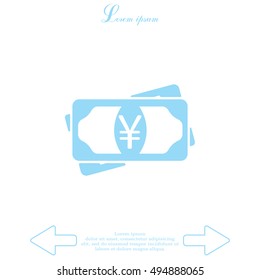 Flat icon of money (yuan, yen) vector icon
