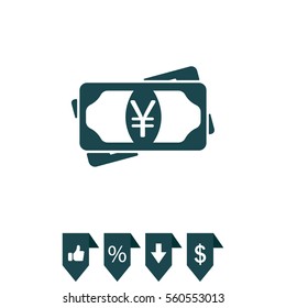 Flat icon of money (yuan, yen) vector icon