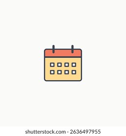 Ícone Plano do Calendário Mensal com Data Marcada, Design de Vetor para Conceitos de Programação e Planejamento