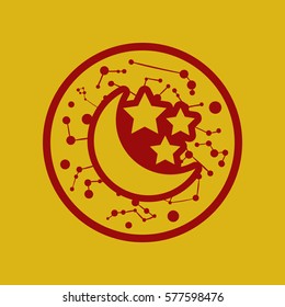 flat icon moon and stars