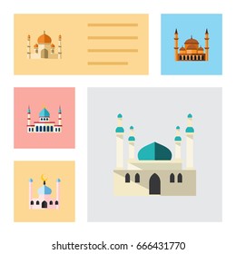 Flat Icon Mosque Set Of Architecture, Mohammedanism, Muslim And Other Vector Objects. Also Includes Traditional, Muslim, Islam Elements.