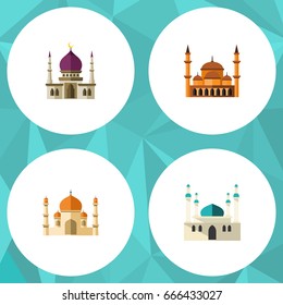 Flat Icon Mosque Set Of Architecture, Religion, Mohammedanism And Other Vector Objects. Also Includes Mosque, Architecture, Mohammedanism Elements.