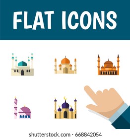 Flat Icon Mosque Set Of Architecture, Mohammedanism, Religion And Other Vector Objects. Also Includes Building, Architecture, Mohammedanism Elements.