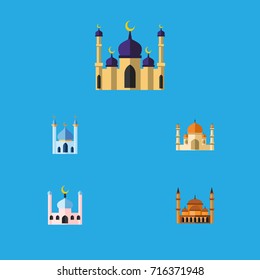 Flat Icon Mosque Set Of Muslim, Mohammedanism, Religion And Other Vector Objects. Also Includes Structure, Religion, Mohammedanism Elements.