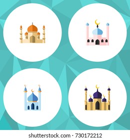 Flat Icon Mosque Set Of Religion, Mosque, Muslim And Other Vector Objects. Also Includes Building, Islam, Structure Elements.