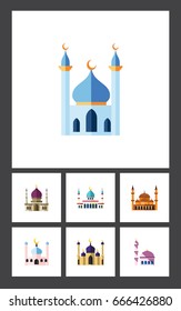 Flat Icon Mosque Set Of Traditional, Mosque, Islam And Other Vector Objects. Also Includes Structure, Islam Elements.