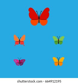 Flat Icon Moth Set Of Archippus, Milkweed, Monarch And Other Vector Objects. Also Includes Monarch, Moth, Butterfly Elements.