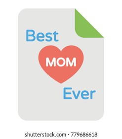 
Flat icon of Mother day greeting lettering best mom ever
