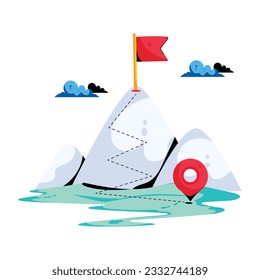 Flat icon of mountain destination