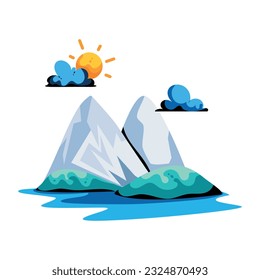Icono plano del paisaje montañoso 