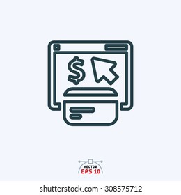 Flat icon of mouse pointer and dollar sign in screen.